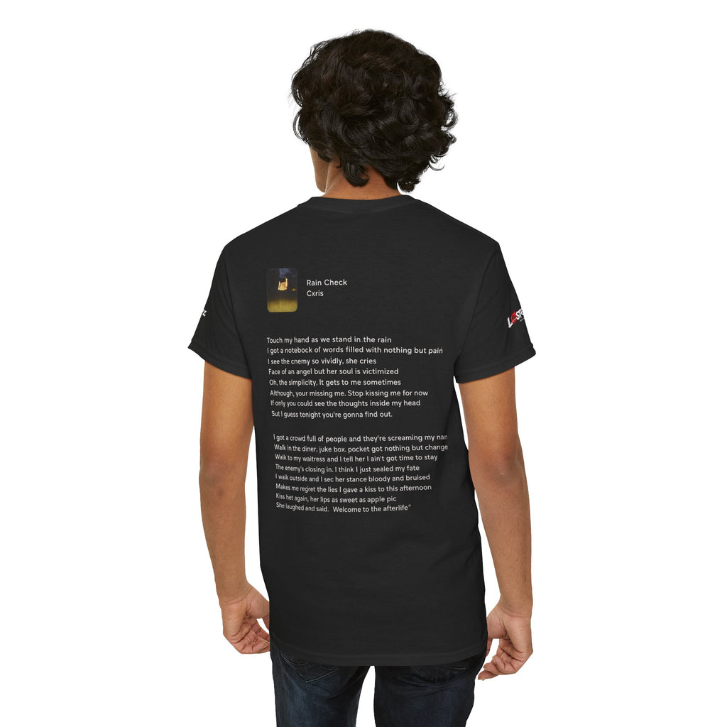 Black Cxris 'Rain Check' Tee — Lyric Print