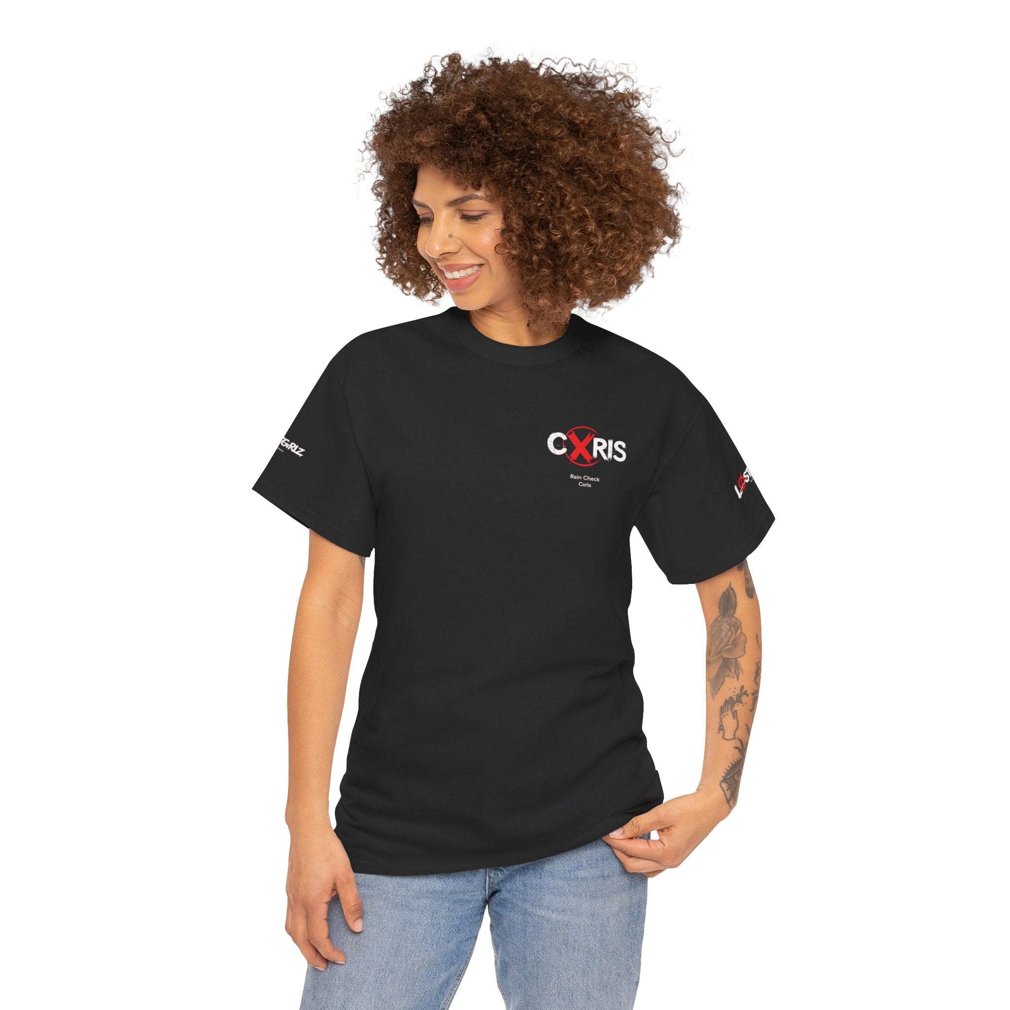 Black Cxris 'Rain Check' Tee — Lyric Print