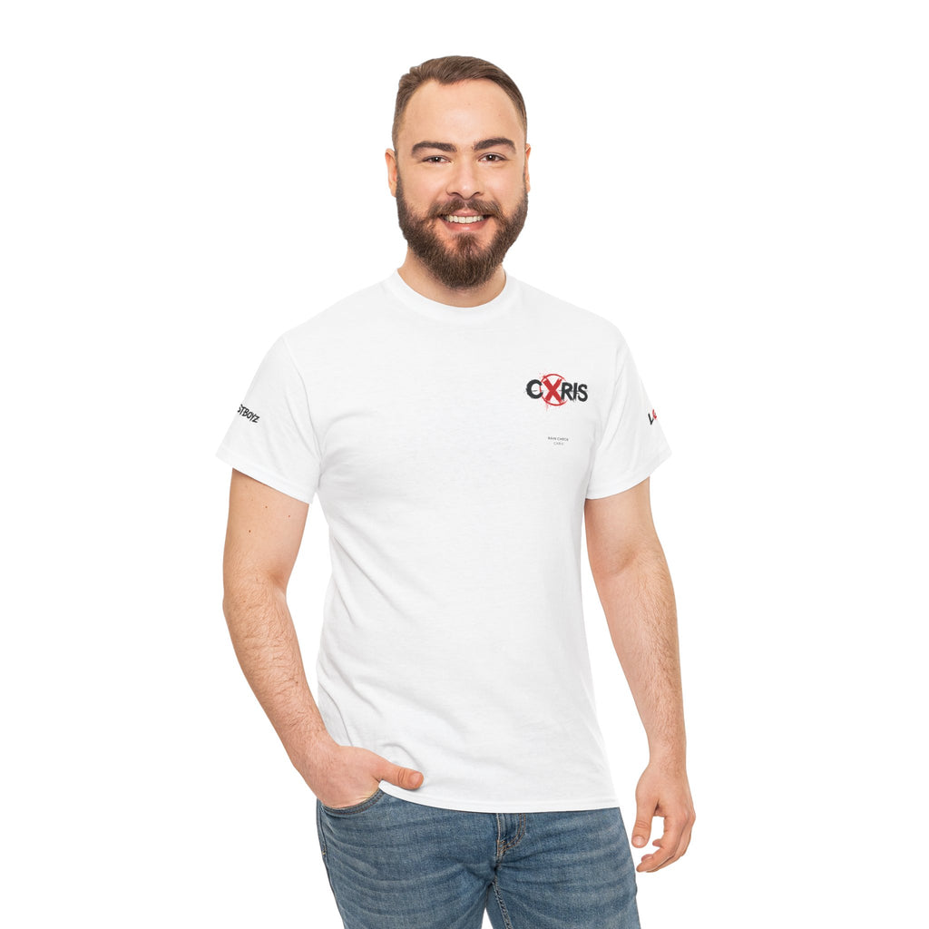 White Cxris Rain Check Tee — Lyric Print