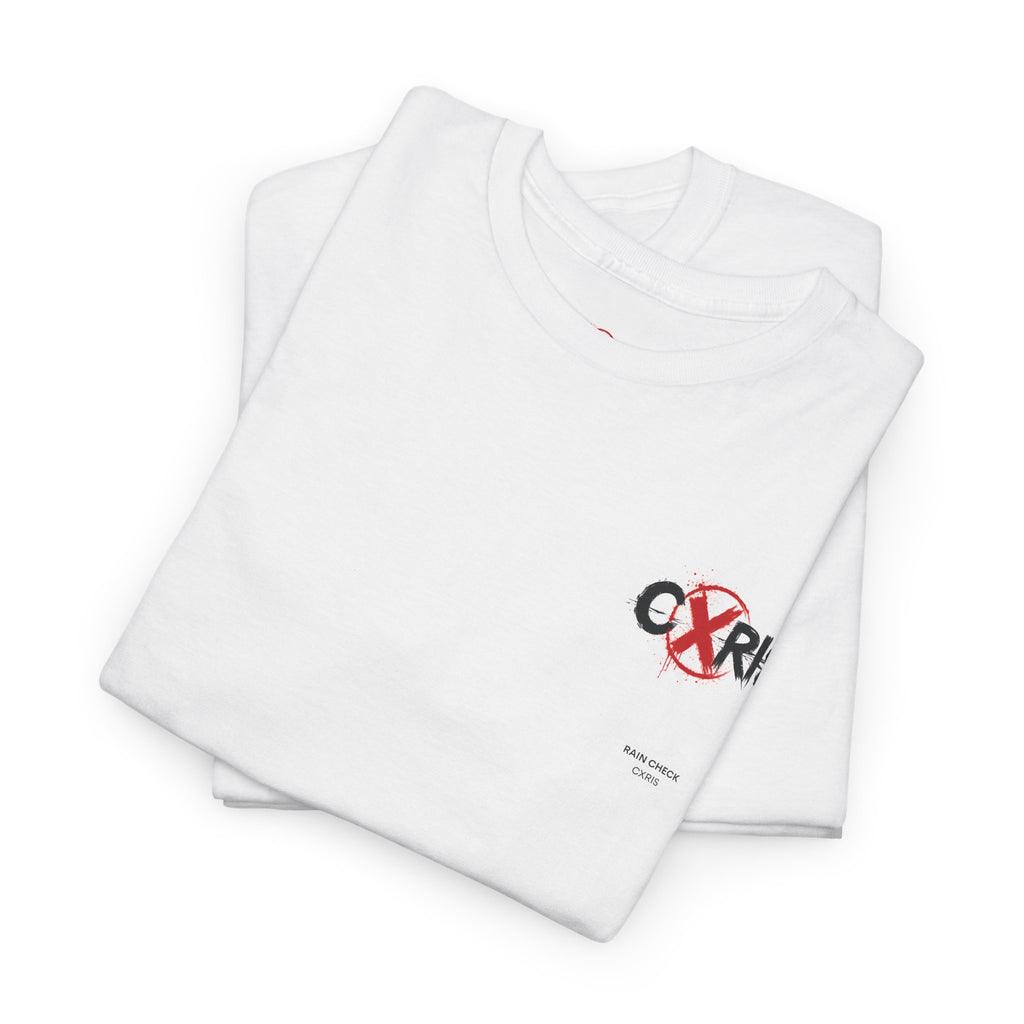 White Cxris Rain Check Tee — Lyric Print
