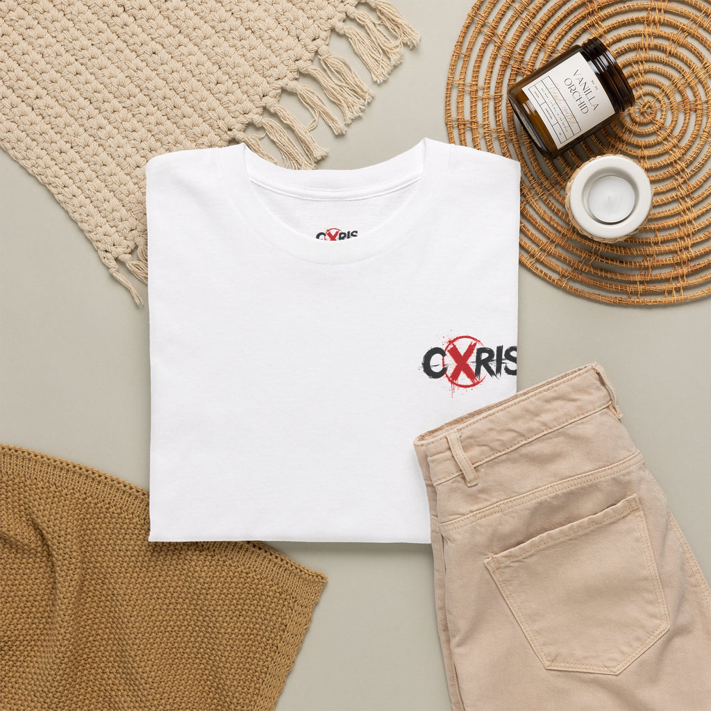 White Cxris Rain Check Tee — Lyric Print