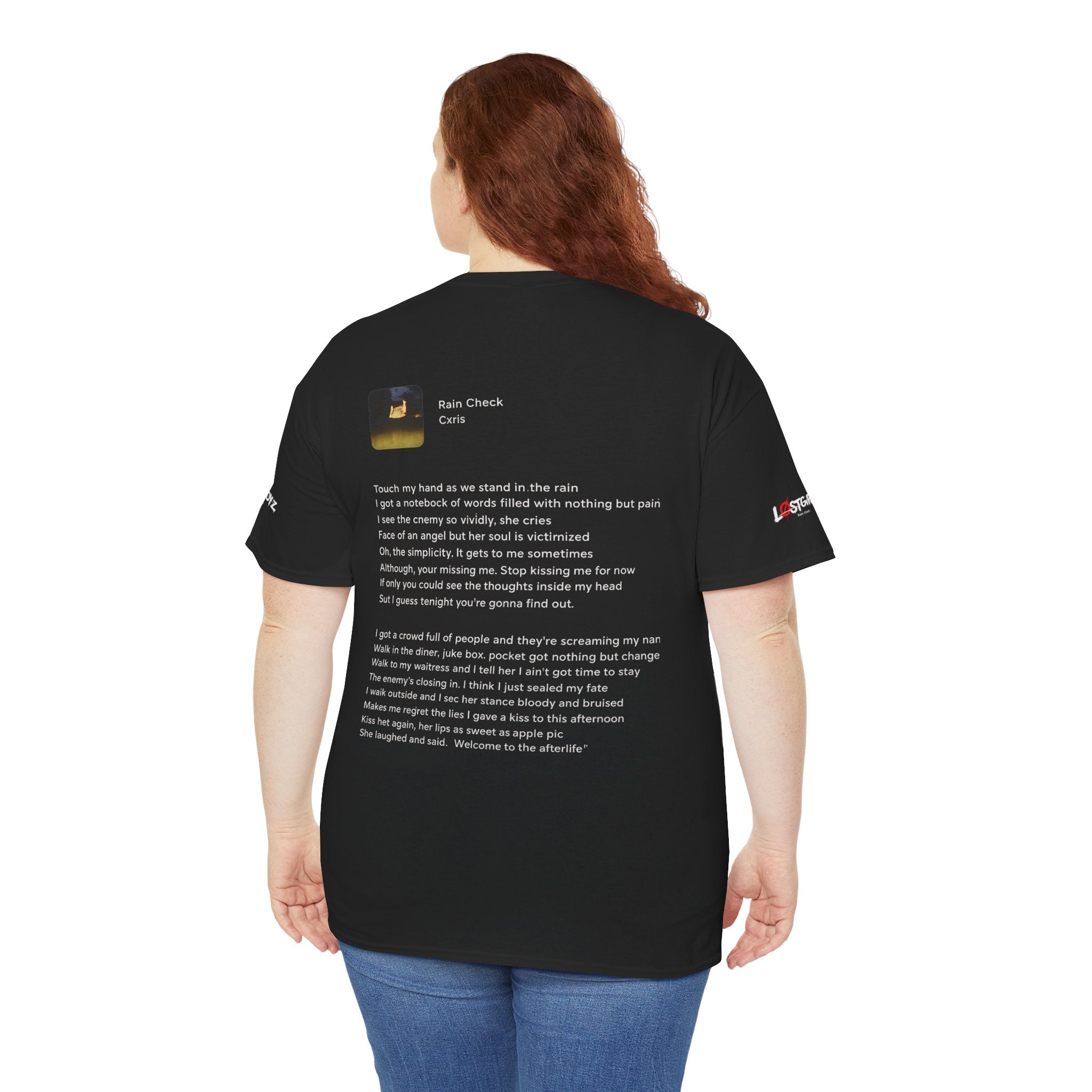 Black Cxris 'Rain Check' Tee — Lyric Print