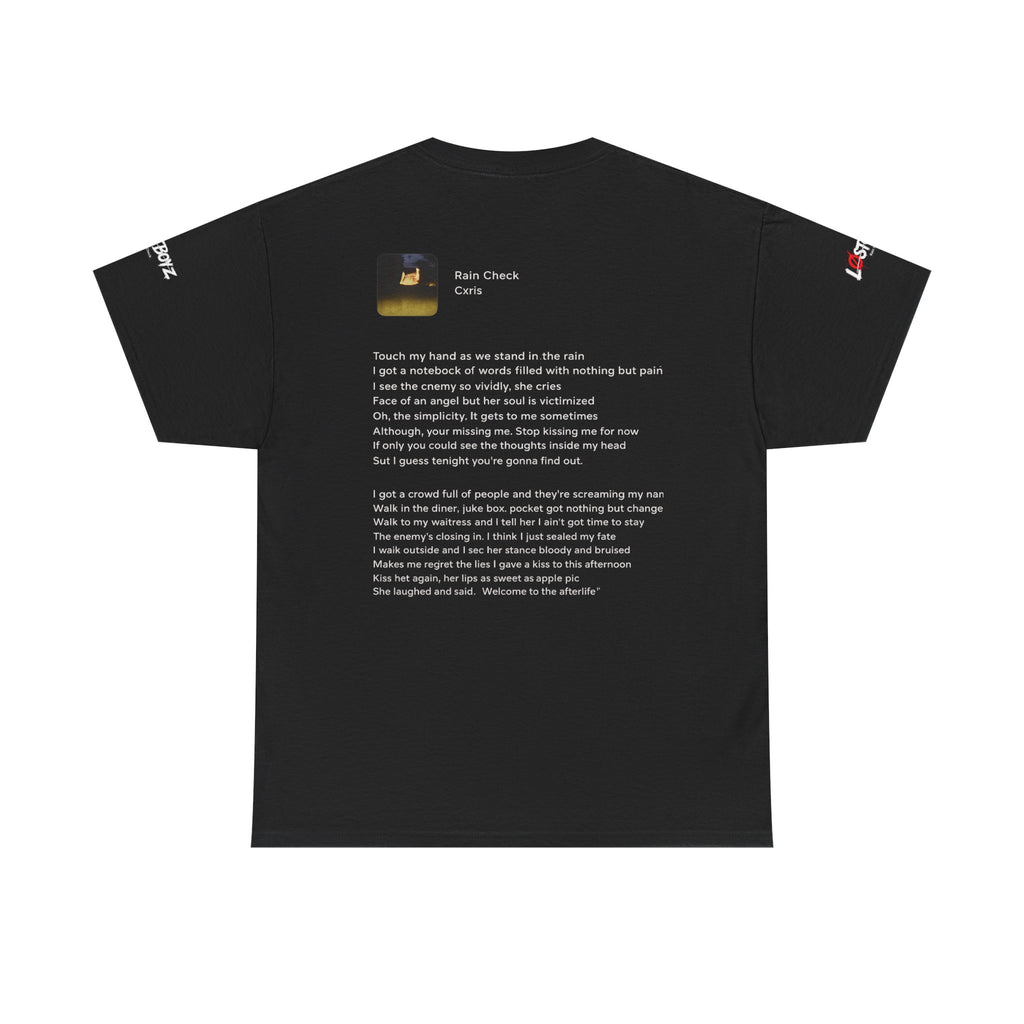 Black Cxris 'Rain Check' Tee — Lyric Print